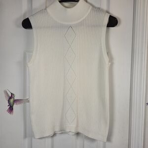 Vintage White Stag Cream Argyle Mock Neck Sweater Vest 8/10 Academia